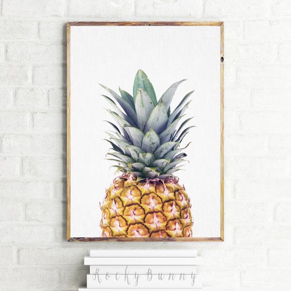 Pineapple print, tropical fruit printable poster, modern pineapple wall art, pineapple printable art, modern pineapple photography