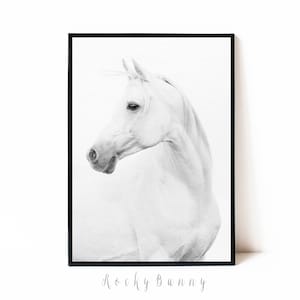 Horse print, printable wall art poster, black and white horse photography, instant download horse printable art, modern horse art, large art image 1