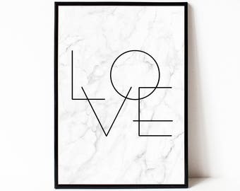 Typography printable poster, love typography print, marble wall art, instant download quote, digital download, modern typography wall art