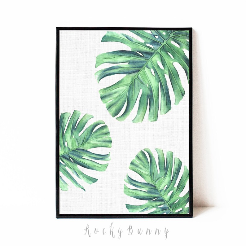 Digital Download Art Monstera Printable Wall Art Tropical Etsy
