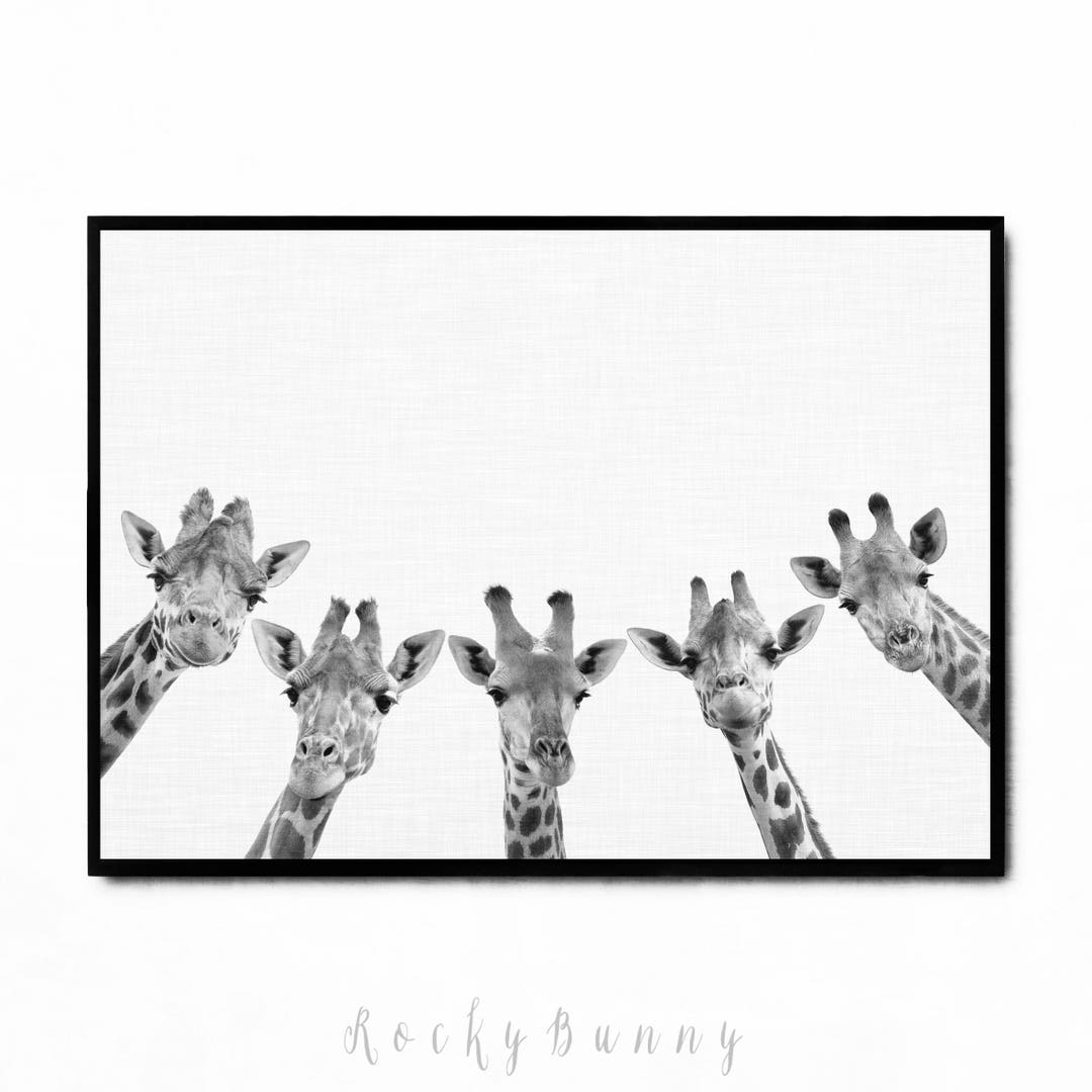 Giraffe Print, Nursery Printable Animal Art, Safari Nursery Wall Art, Baby Room Decor, Black and