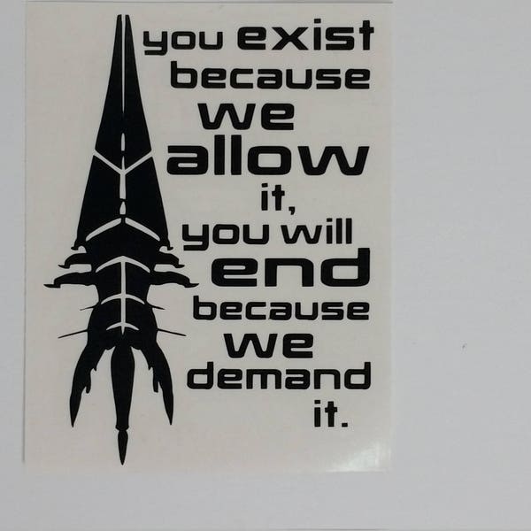 Mass Effect Reaper With and Without Quote Vinyl Decal