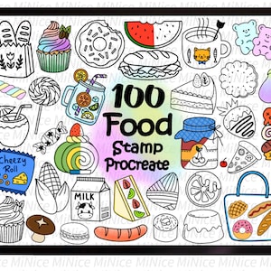 Food Stamp Procreate  - Procreate Stamp Pack - Food Doodle Brushes Stamp - Cute Stamps Brushes -Food Procreate - Junk Food procreate