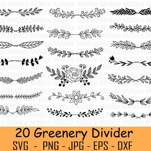 Greenery Divider SVG Bundle, Leaf Divider Svg ,  Divider Png ,Text Divider SVG Bundle , Flower Divider PNG Bundle