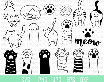 Cat SVG Bundle, Cat Paw SVG , Kitten SVG , Cat Silhouette, Cat Cricut Png Dxf Eps Jpg