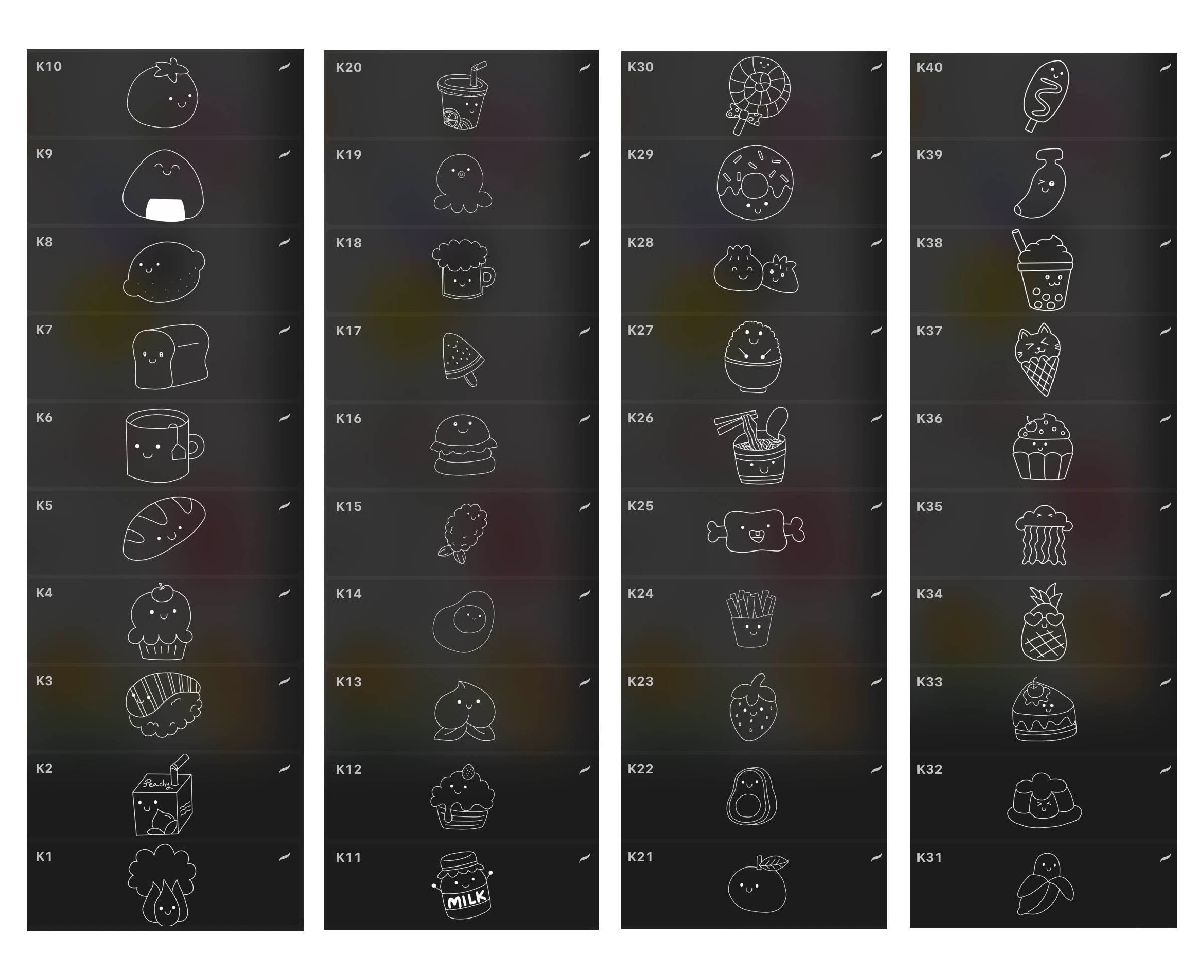 Kawaii Stamp Procreate Procreate Stamp Pack Doodle Brushes - Etsy