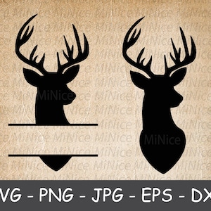 Deer Head SVG Bundle,Deer Monogram svg , Deer Head cricut , Deer Head Silhouette,  Deer Png Dxf Eps Jpg