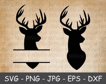 Hirschkopf SVG Bundle, Hirsch Monogramm svg, Hirschkopf Cricut, Hirschkopf Silhouette, Hirsch Png Dxf Eps Jpg