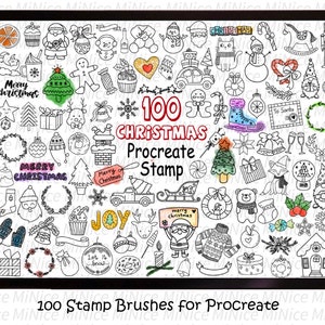 100 Christmas Procreate Stamp - Winter Procreate Stamp Pack - Christmas Brushes Stamp - Christmas Doodle Procreate bundle