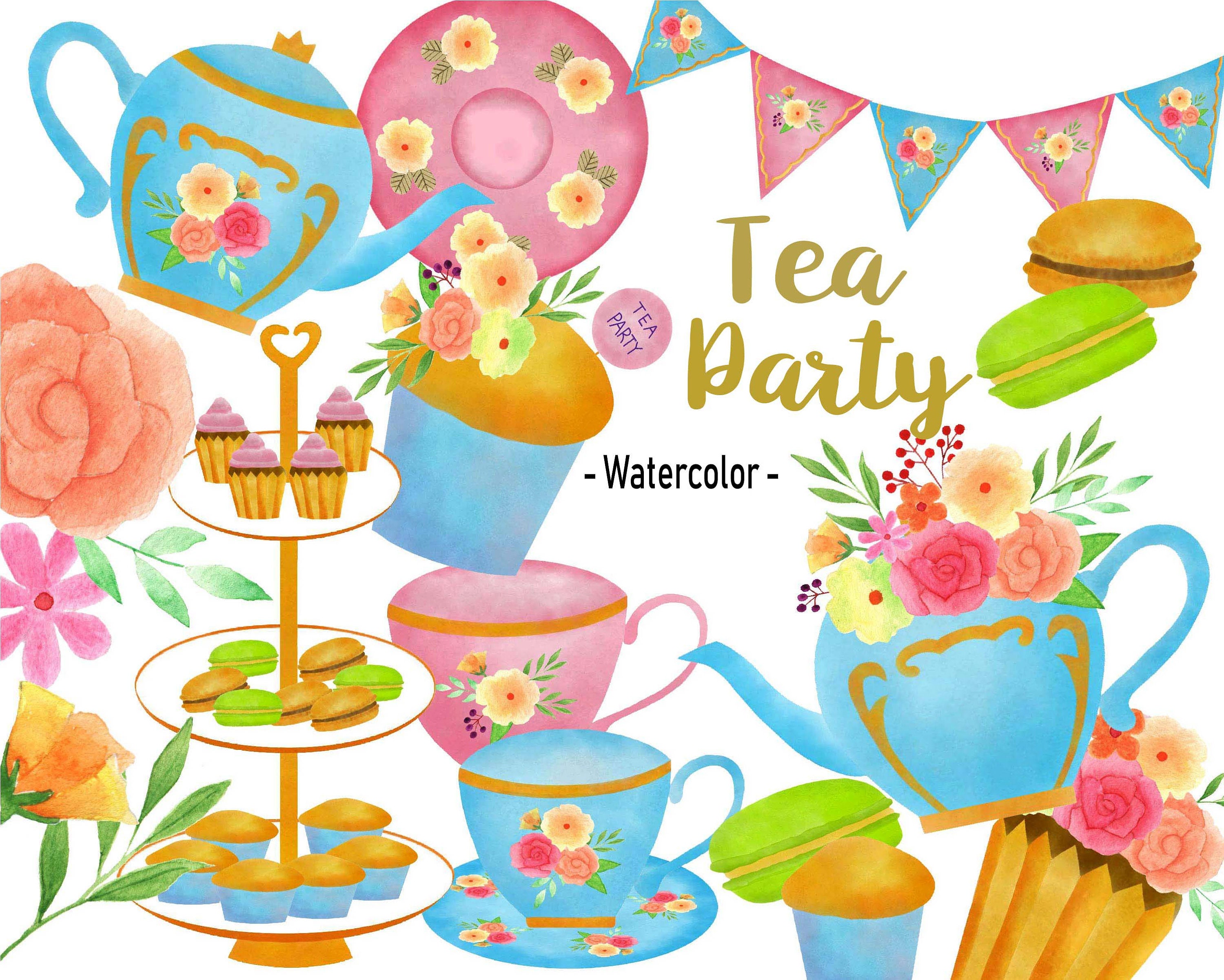 Flower Tea Party Clip Art Watercolor Tea Party Clip Art/ Tea | Etsy Ireland