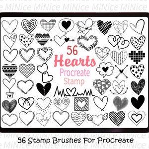 Hand Drawn Hearts Procreate Stamp - Procreate Stamp Pack - Heart Brushes Stamp - Love Stamps Brushes Procreate