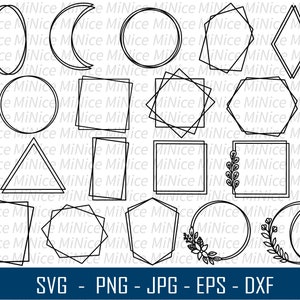 Dubbel frame SVG-bundel, ronde frame Svg, vierkante Svg Png, Flower Frame SVG-bundel, dubbele frame bundel