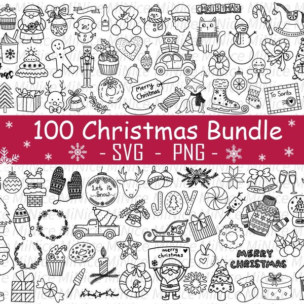 100 Christmas SVG Bundle, Christmas Svg ,Christmas Silhouette ,Santa SVG Bundle , Christmas PNG，Christmas Clipart