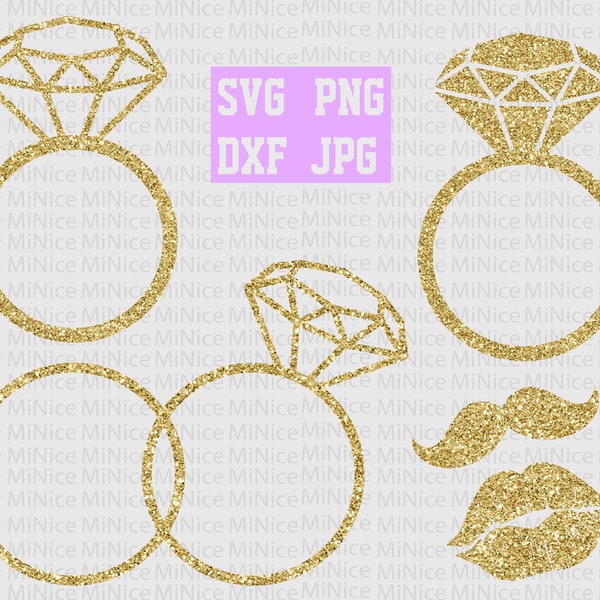 Bague diamant SVG , Bague cricut , Bague de mariage SVG , Silhouette en diamant, Bague Png Dxf Jpg