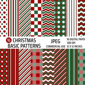 Christmas Digital Paper Pack, Christmas Printable Paper, Christmas Background, Scrapbook Paper, Christmas Paper, Commercial Use