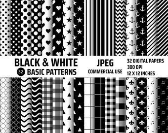cute homework clipart black and white Digital Paper Pattern Pack Black And White, Scrapbook Paper, Clipart Patterns, Polka Dots, Stripes, Gingham, Plaid Pattern, Commercial Use