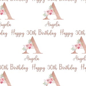 Personalised Wrapping Paper Birthday Rose Gold Letter Initial Name Girls Ladies Age