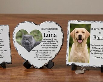 Personalised Pet Memorial Photo Slate Gift - Custom Dog/Cat Memorial Plaque - Pet Loss Gift - Pet Grave Marker - Dog Remembrance Gift