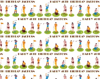 Golf Personalised Wrapping Paper Happy Birthday Any Name Age Gift Present Girl Boy Sport Ball Golfer Golf Mens Boys