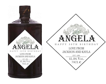 Personalised Hendrick Gin Bottle Label Sticker Gift Birthday