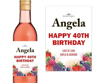 Personalised Echo Falls Fruit Bottle Label Sticker Gift Birthday Any Name Age