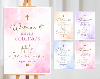Personalised Holy Communion Welcome Sign - A2, A3 or A4 - Printed/ Foam Board or Digital copy