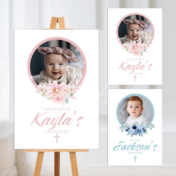 Personalised Childrens Christening Baptism Communion Welcome Sign - A1 ,A2, A3 or A4 - Printed/ Foam Board