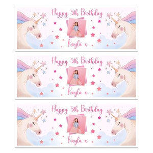 Girls Personalised Unicorn Photo Banner