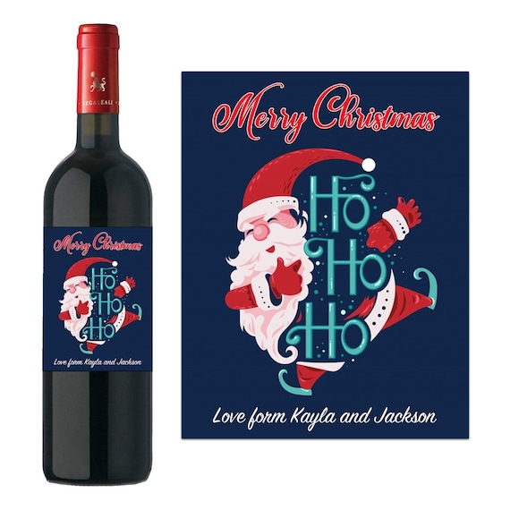 PERSONALISED WINE BOTTLE LABEL STICKER CHRISTMAS STOCKING FILLER RED WHITE ROSE