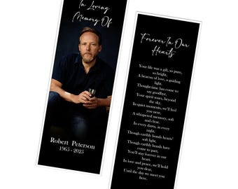 Funeral Photo Bookmark, Memorial Bookmark, Memorial Keepsake
