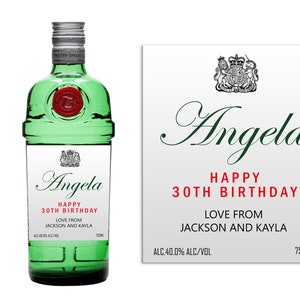 Personalised Tanqueray Bottle Gin Alcohol Happy Birthday Adult Novelty Label