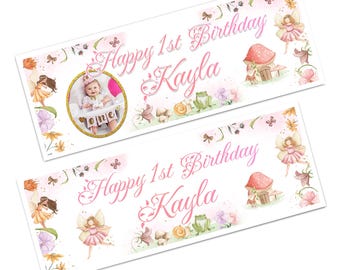 Fairy Birthday Banner Photo Girls  Wall Decoration