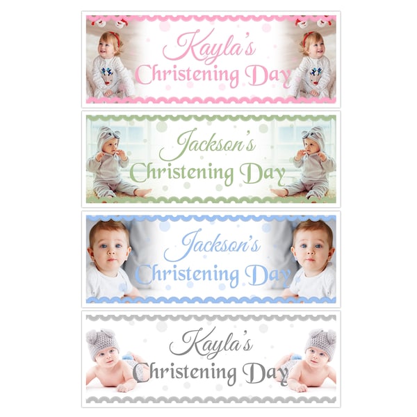 Personalised Christening Baptism Day Naming Photo Name Banner Wall Decorations
