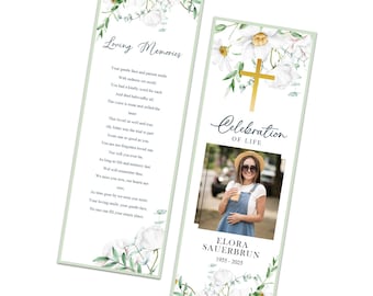 Funeral Photo Bookmark, Memorial Bookmark, Memorial Keepsake