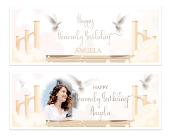 Happy Heavenly Birthday Banner RIP In Loving Memory Memorial Photo