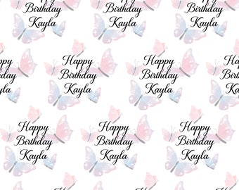 Personalised Wrapping Paper Any Age Butterfly Happy Birthday Any Name Girls Ladies