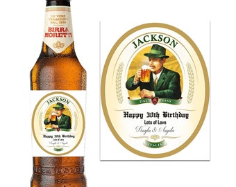 Personalised Birra Moretti Beer Lager Bottle Alcohol Birthday Wedding Label Sticker