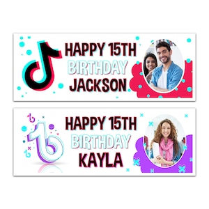 Personalised Happy Birthday Photo Tik tok App Name Banner