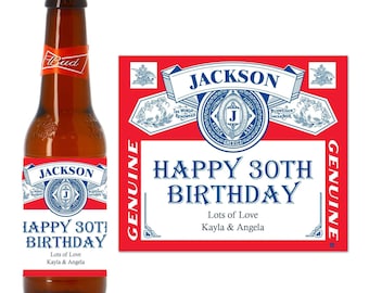 Personalised Lager Bud Beer Bottle Label Alcohol Novelty Sticker Gift