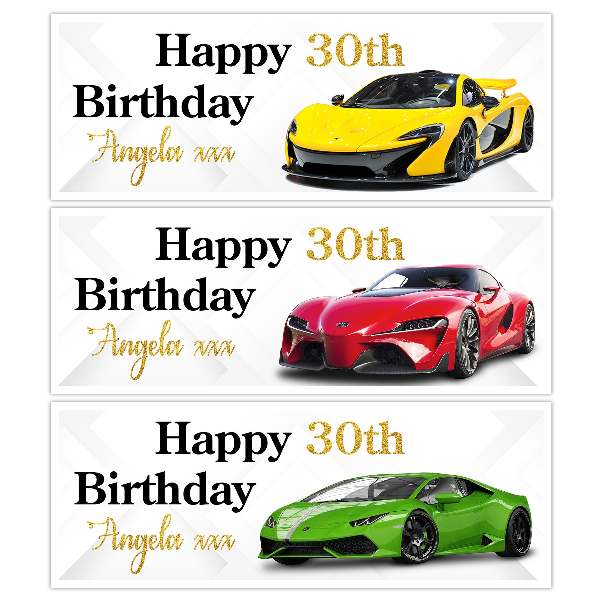 Racing Sports Car Personalised Happy Birthday Name Age Banner Boys Mens -  Etsy