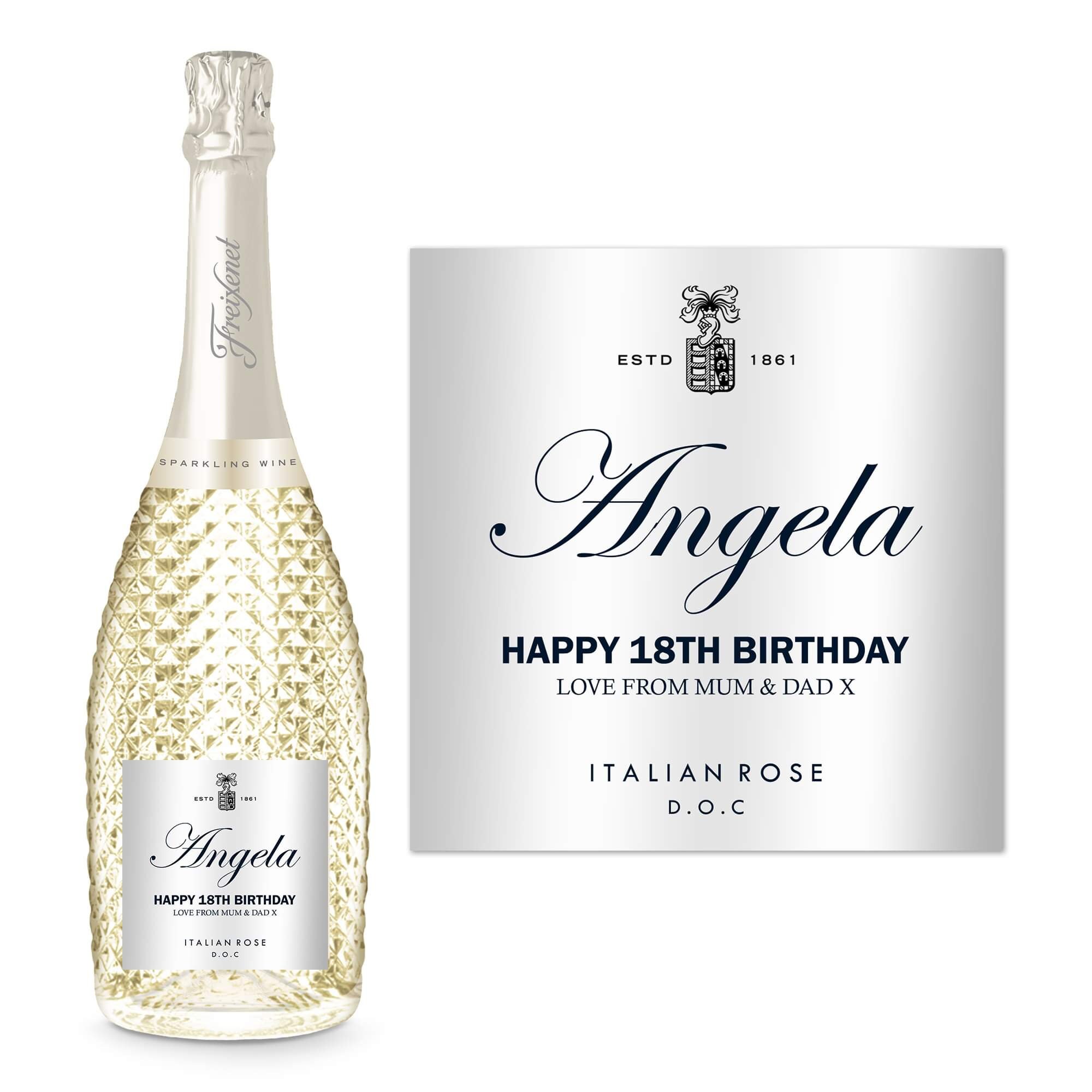 Personalised White Prosecco Bottle Label Sticker Gift Any Name Etsy