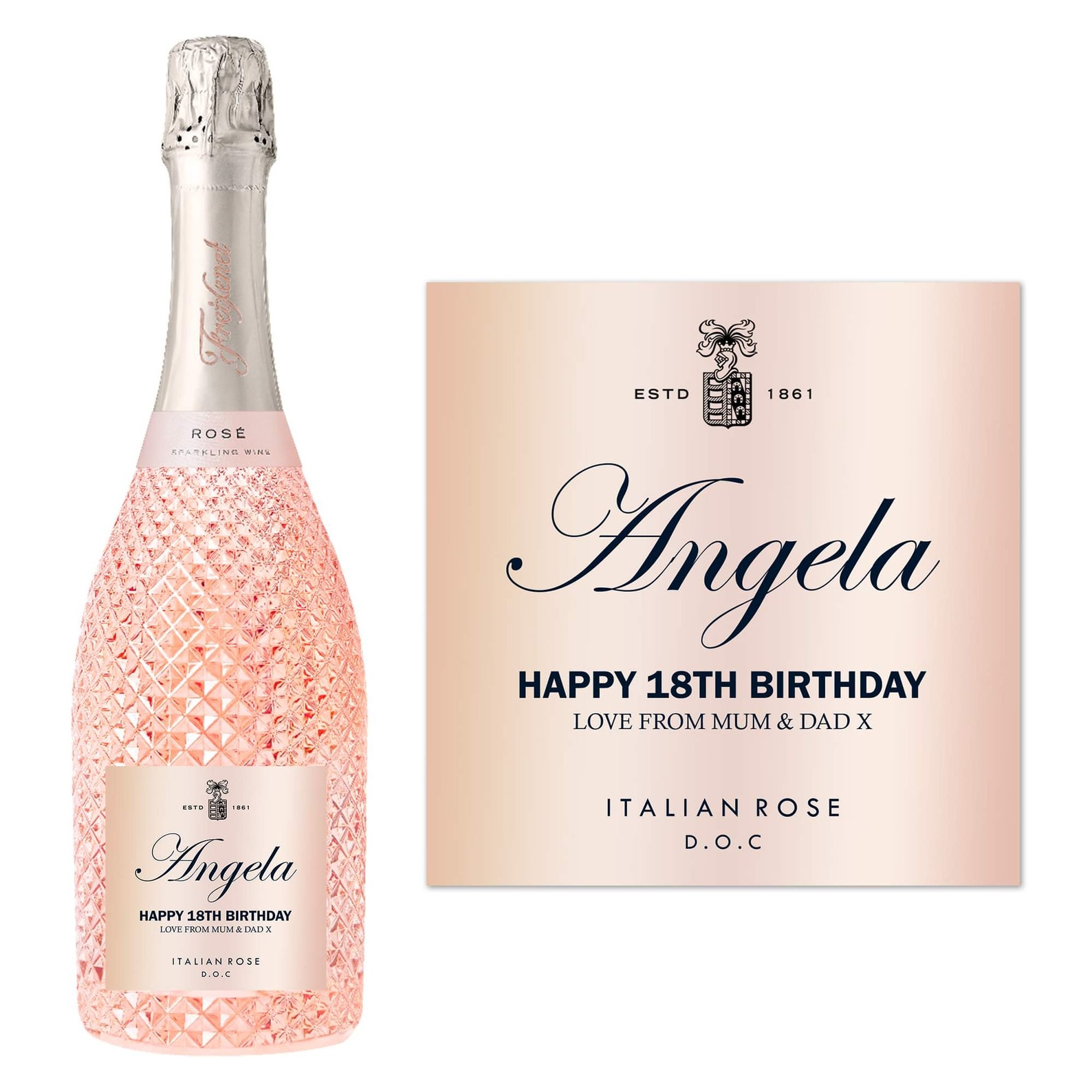 Personalised Rose Pink Prosecco Bottle Alcohol Wine Label Etsy