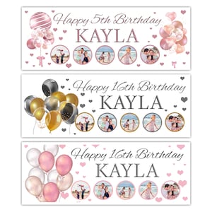 Personalised Happy Birthday Photograph Name Banners
