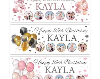 Personalised Happy Birthday Photograph Name Banners