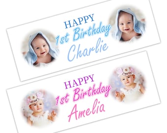 Personalised Photo Birthday Banner: Custom Name, Age, Celebration Backdrop