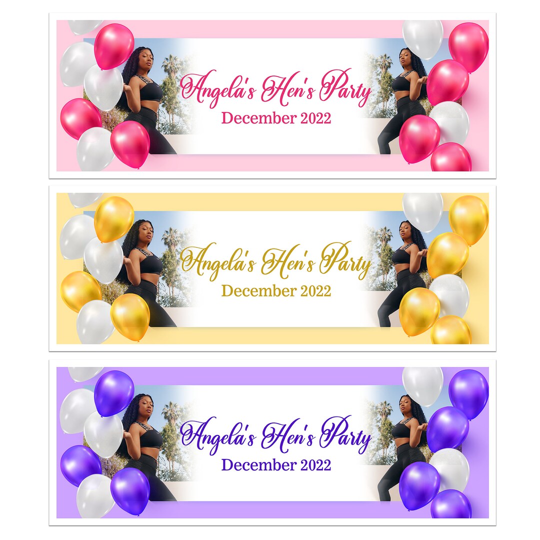 thumbnail image 2 of Personalised Hen Do Banner – Add A Photo & Name – Night Party Decorations, 800mm Wall Poster 2 of 5