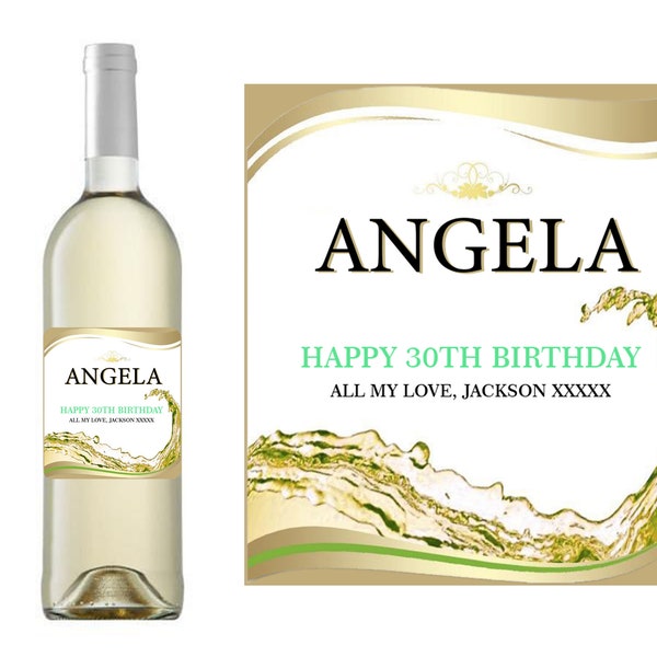 Personalised Happy Birthday White Wine Bottle Label Sticker