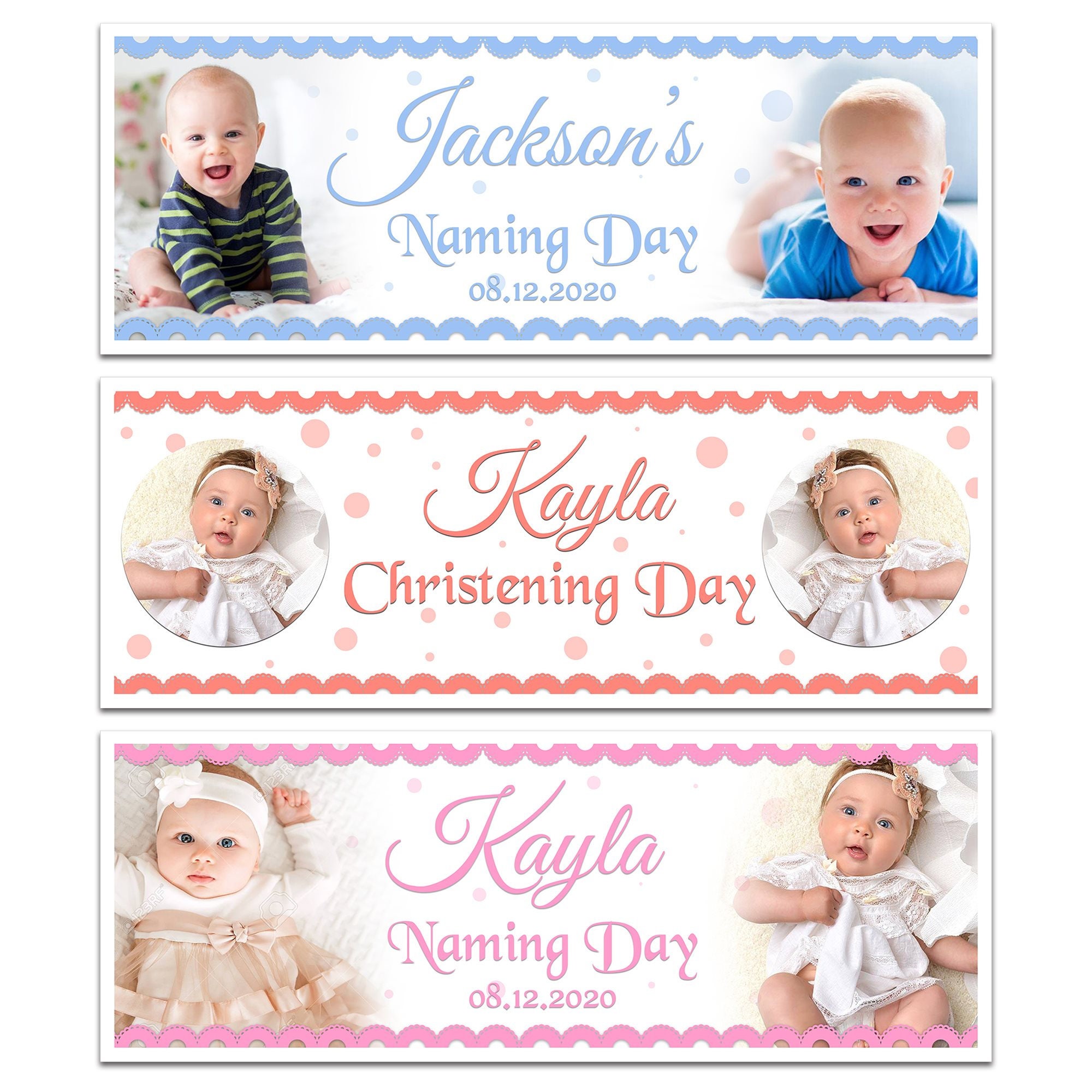 X2 Personalised Christening Day Naming Photo Name Boy Girl Etsy