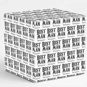Best Man Wrapping Paper | Thanks For Being My Best Man Gift Wrap | Groomsmen Thank You Gift | Wedding Party Wrap | Monochrome Vintage Paper image 1
