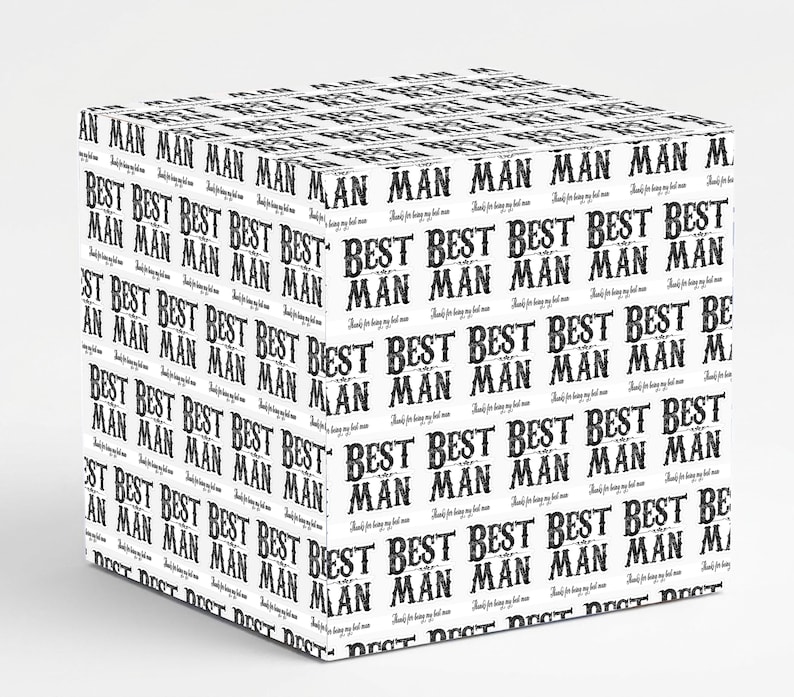 Best Man Wrapping Paper | Thanks For Being My Best Man Gift Wrap | Groomsmen Thank You Gift | Wedding Party Wrap | Monochrome Vintage Paper image 1